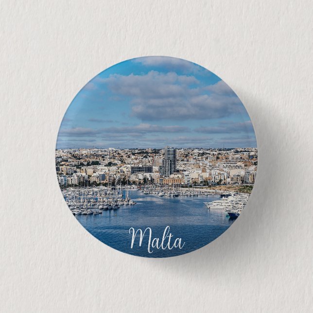 Sliema harbour with modern buildings and boats button (Front)