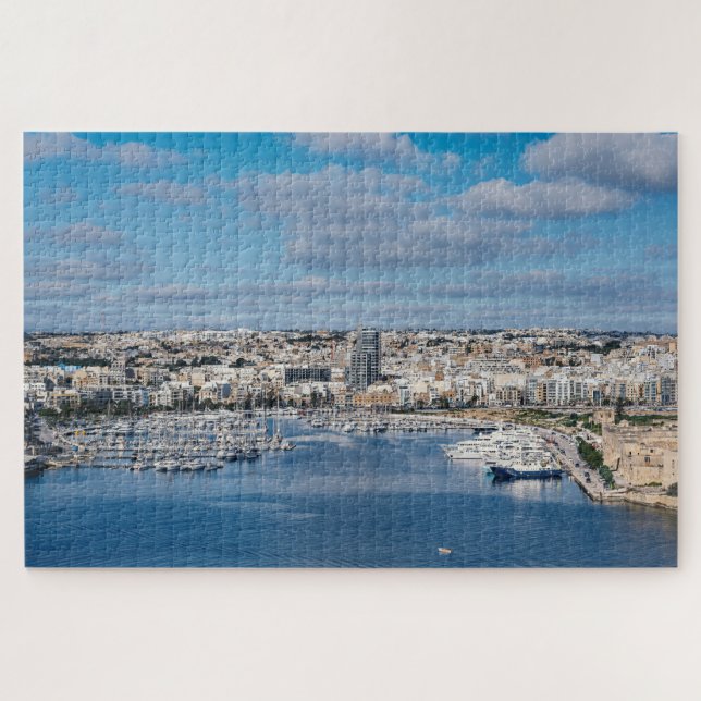Sliema harbour with modern buildings and boats jigsaw puzzle (Horizontal)