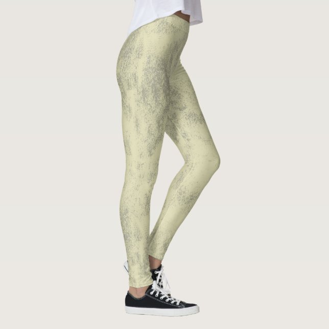Slight Light Yellow Grunge Pencil Blotches Leggings (Right)