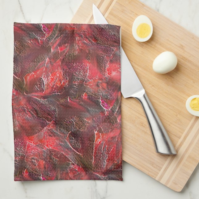 Slight relief in texture plastered with red wax    kitchen towel (Quarter Fold)
