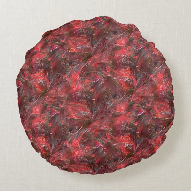 Slight relief in texture plastered with red wax    round pillow (Back)