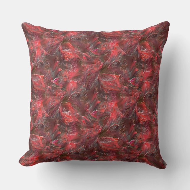 Slight relief in texture plastered with red wax    throw pillow (Front)