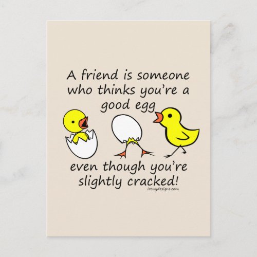 Slightly Cracked Funny Best Friend Quote Postcard