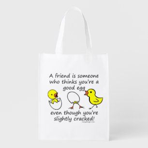 Slightly Cracked Funny Best Friend Saying Reusable Grocery Bag