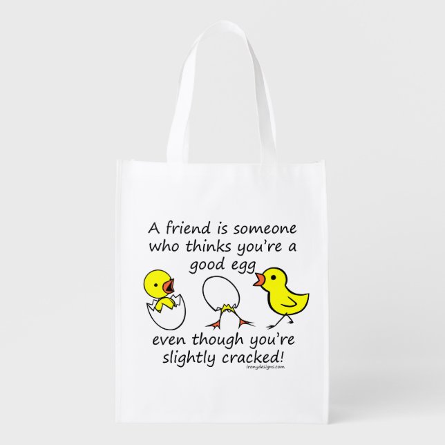 Slightly Cracked Funny Best Friend Saying Reusable Grocery Bag (Front)
