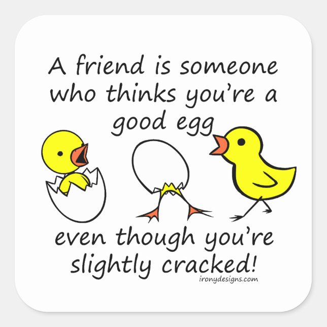 Slightly Cracked Funny Best Friend Square Sticker (Front)
