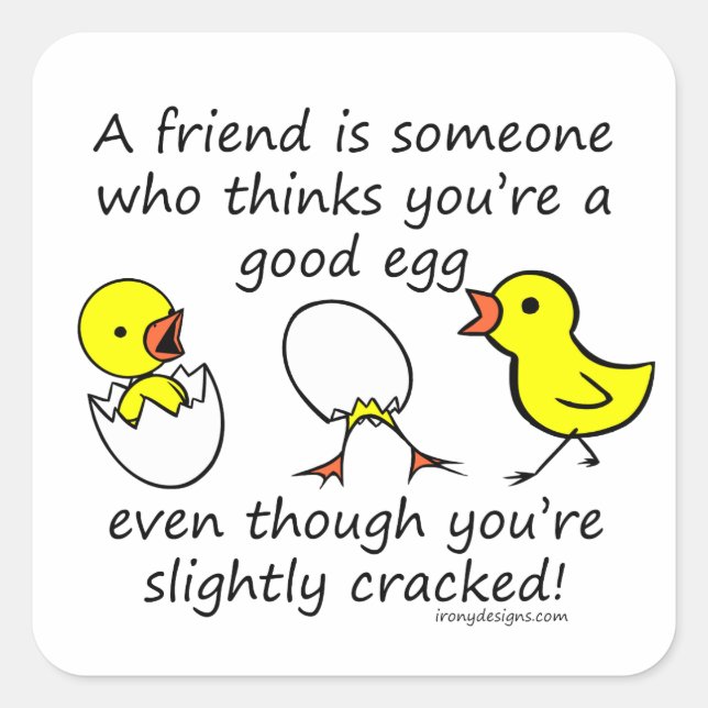 Slightly Cracked Funny Best Friend Square Sticker (Front)