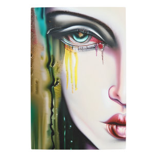 Slightly Creepy but Beautiful Woman with Tears Metal Print