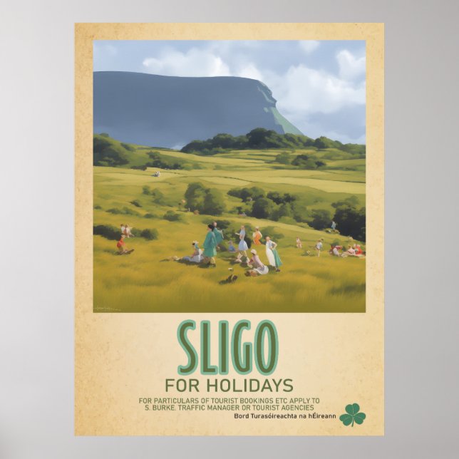 Sligo Ireland, Retro Irish Travel Advert Poster (Front)