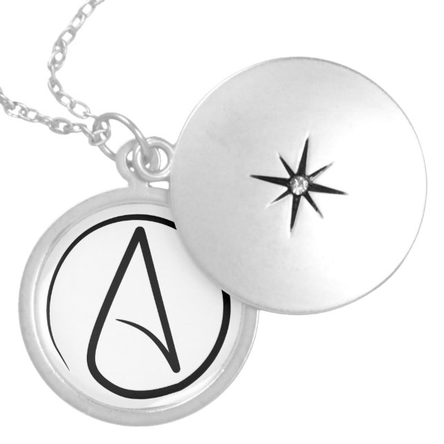 Slim Atheist Symbol Locket Necklace (Front)