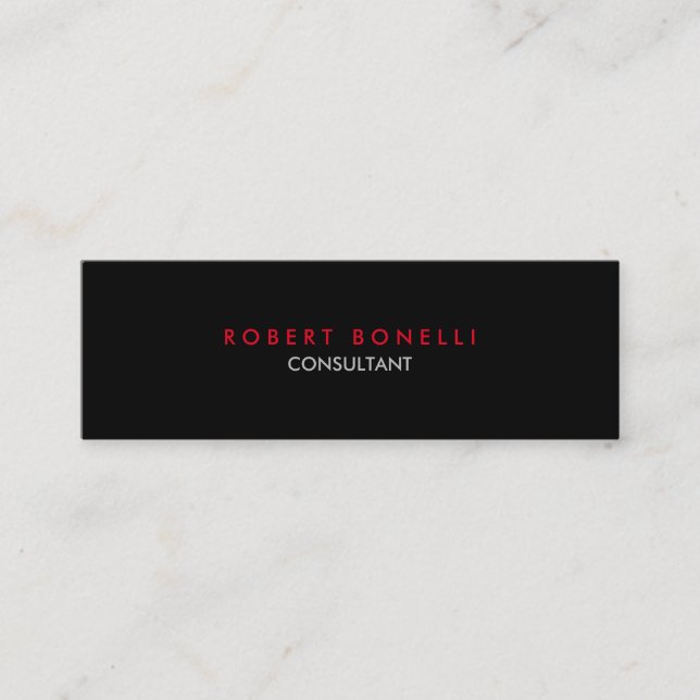 Slim Black White Red Custom Business Card (Front)