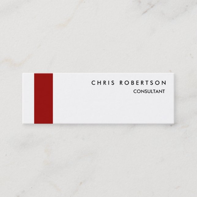Slim Black White Red Stripe Chic Business Card (Front)