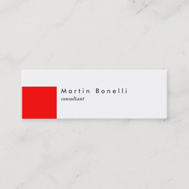 Slim Clean Red Striped White Business Card (Front)