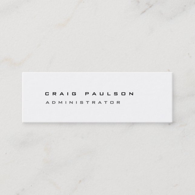 Slim Clean Simple Style Black White Business Card (Front)