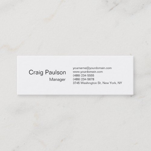 Slim Elegant White Clean Simple Business Card