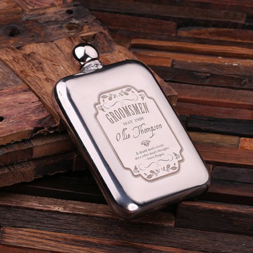Slim Engraved Stainless Steel Whiskey Flask