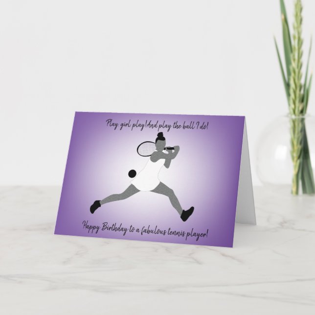 Slim Girl Tennis Player Birthday Card (Front)
