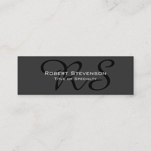 Slim Gray Black Script Monogram Business Card