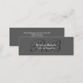 Slim Gray Black White Monogram Business Card (Front/Back)
