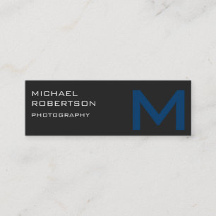 Slim Gray Blue Monogram Photographer Business Card