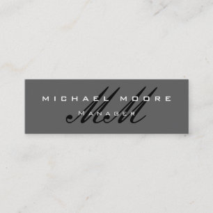 Slim Gray Professional Monogram Mini Business Card