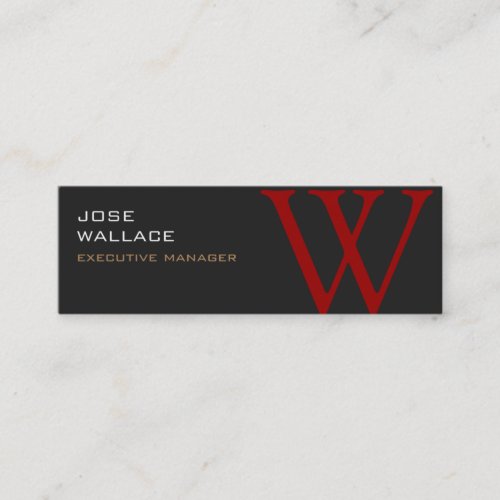 Slim Grey Red Monogram Trendy Modern Plain Mini Business Card Slim Grey Red Monogram Trendy Modern Plain Mini Business Card