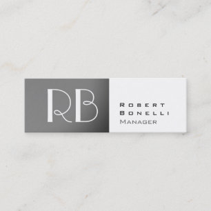 Slim Grey White Monogram Manager Business Card