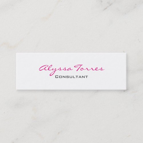 Slim Grey White Pink Professional Modern Trendy Mini Business Card