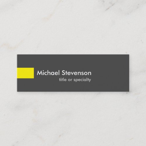Slim Grey Yellow Unique Consultant Mini Business Card