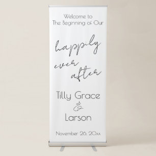 Slim Handwriting Happily Ever After Welcome Retractable Banner