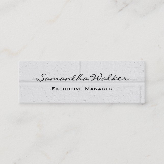 Slim Handwriting Modern Light Grey Wall Bricks Mini Business Card (Front)