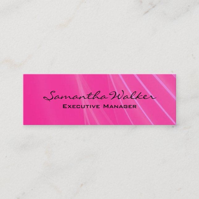 Slim Handwriting Modern Trendy Pink Feminine Mini Business Card (Front)