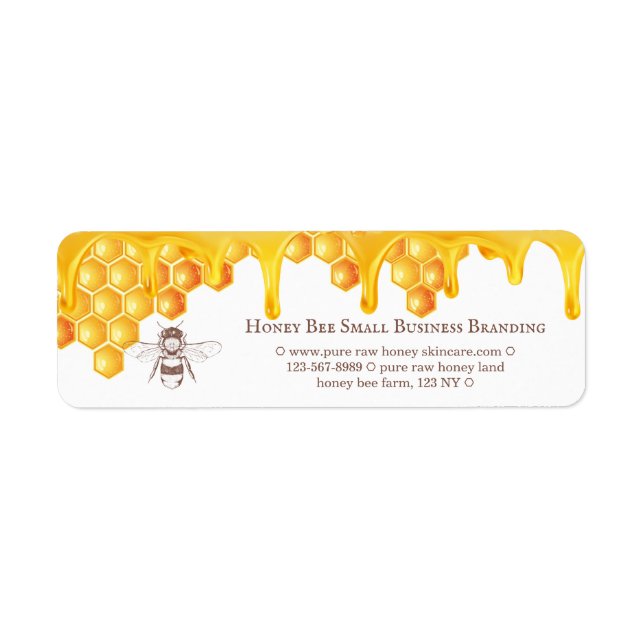 Slim Honey Drip Border Engraved Bee Monogram Label (Front)
