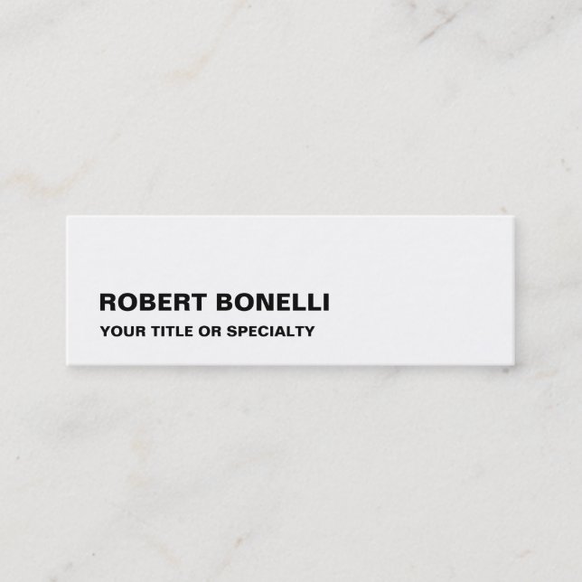 Slim Legible Modern Black White Minimalist Mini Business Card (Front)