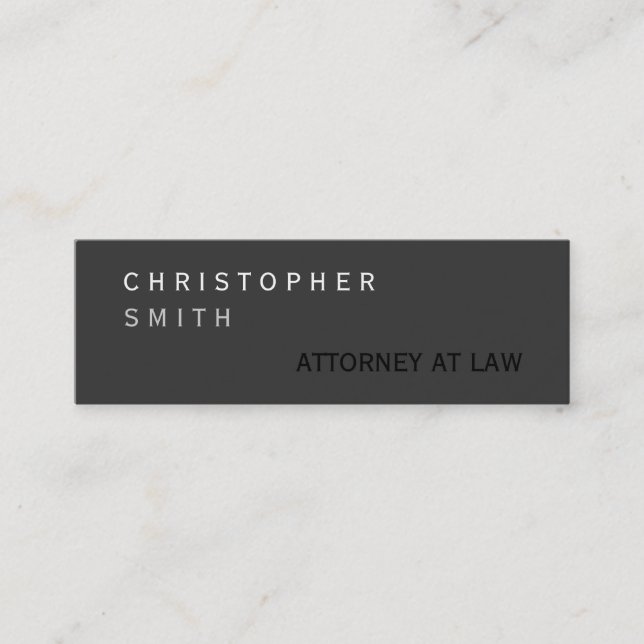 Slim Modern Gray Attorney at Law Business Card (Front)