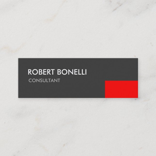 Slim Modern White Bold Text Grey Business Card (Front)