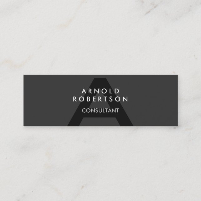 Slim Monogram Gray Trendy Business Card (Front)