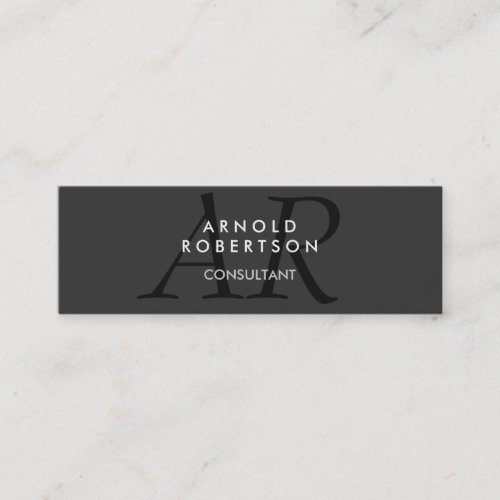 Slim Monogram Plain Gray Trendy Business Card