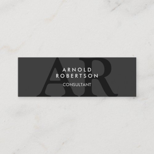 Slim Monogram Plain Gray Trendy Business Card