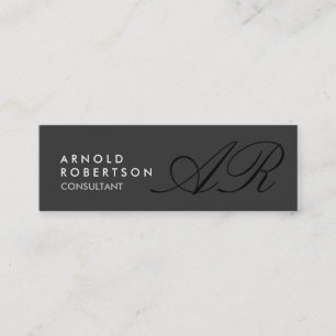 Slim Monogram Plain Gray Trendy Business Card