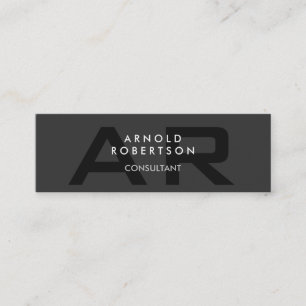 Slim Monogram Plain Gray Trendy Business Card