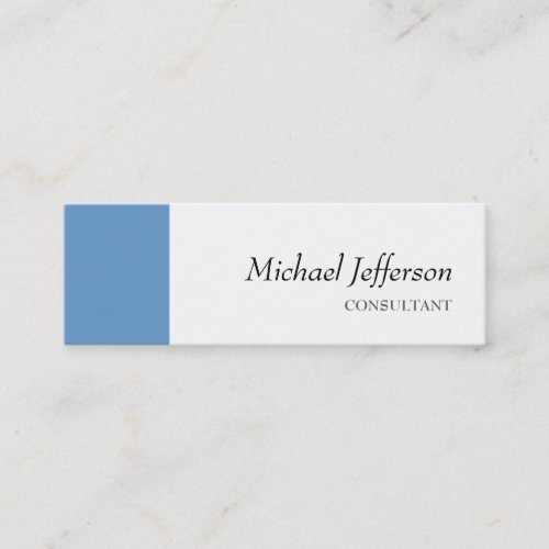 Slim Plain Blue White Professional Business Card