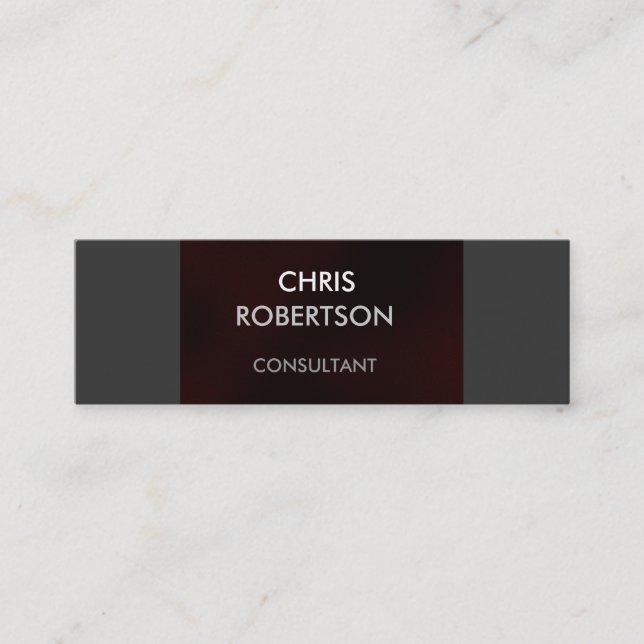 Slim Plain Gray Dark Red Attractive Business Card (Front)