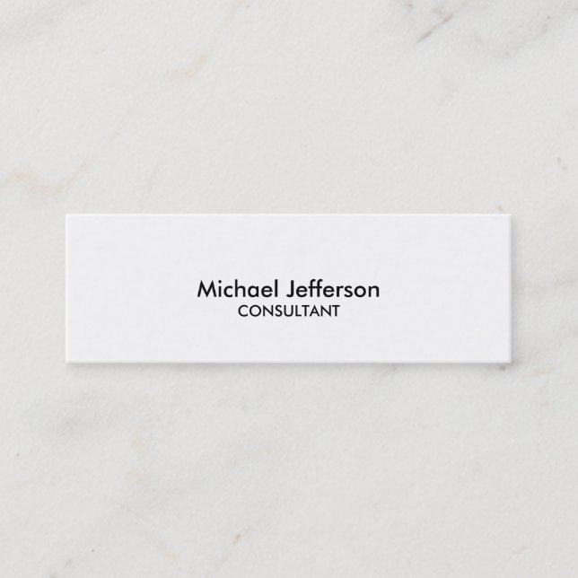 Slim Plain White Professional Business Card (Front)