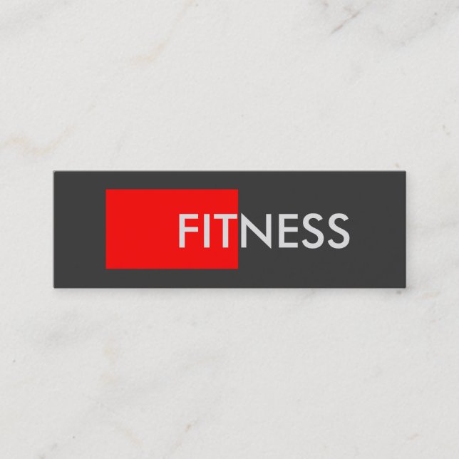 Slim Red Gray Fitness Trainer Business Card (Front)