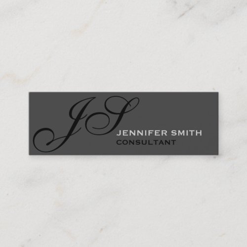 Slim Script Monogram Consultant Grey Business Card