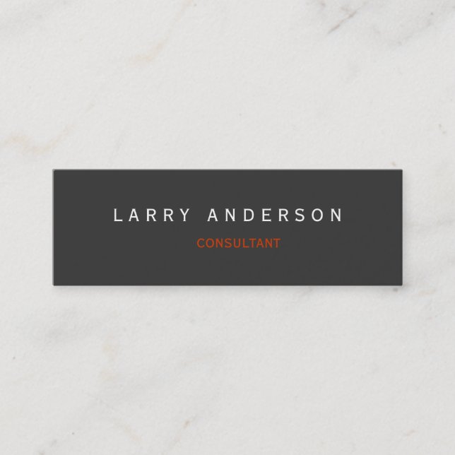 Slim Simple Grey Plain Consultant Business Card (Front)