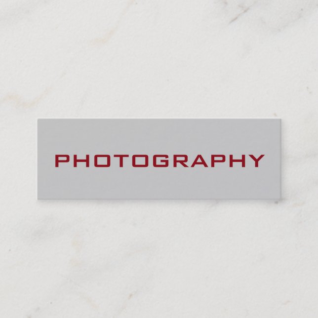 Slim Size Modern Grey Red Photograph Business Card (Front)