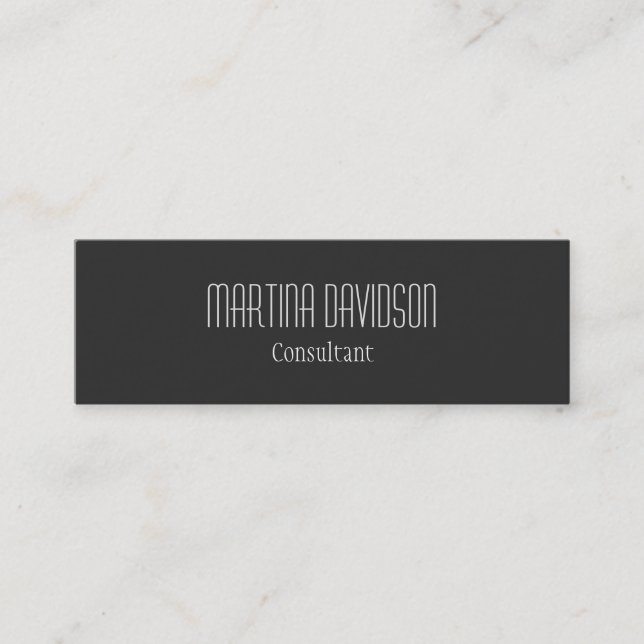 Slim Skiiny Grey Simple Modern Elegant Mini Business Card (Front)