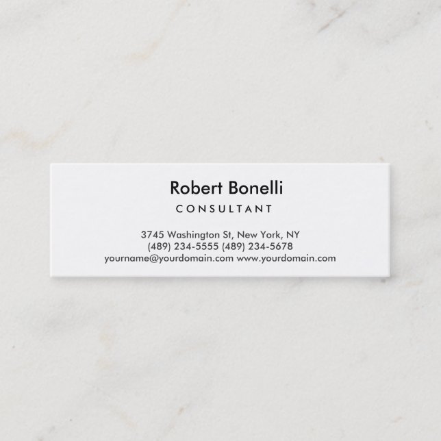 Slim Skinny Plain Modern Consultant Business Card (Front)